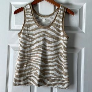 LAST CHANCE Taupe and white zebra print sweater tank